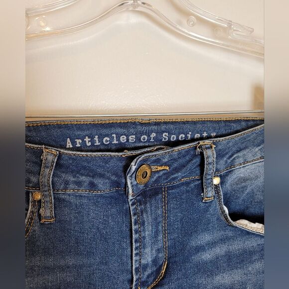 Articles of Society Jeans Tapered Leg Blue Jean Acid Wash Medium Low Rise Size 4 - Picture 4 of 8